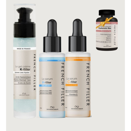 summer routine trio acide hyaluronique vitamine C peptides French filler