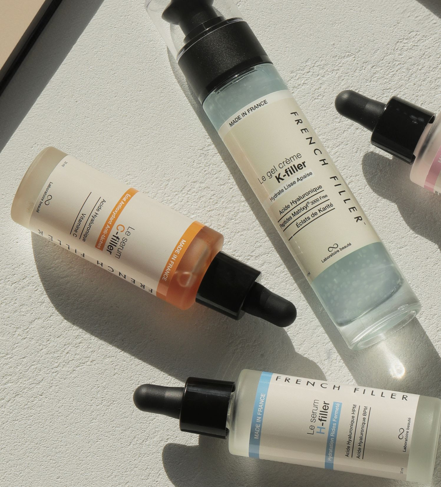 summer routine trio acide hyaluronique vitamine C peptides French filler